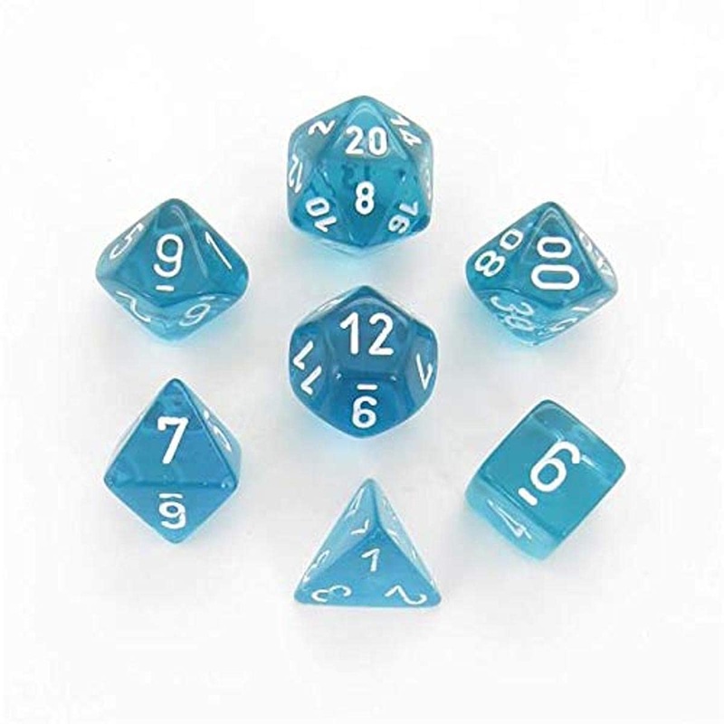 DND Dice Set-Chessex D&D Dice-16mm Translucent Teal and White Plastic Polyhedral Dice Set-Dungeons and Dragons Dice Includes 7 Dice - D4 D6 D8 D10 D12 D20 D%, Various (CHX23085