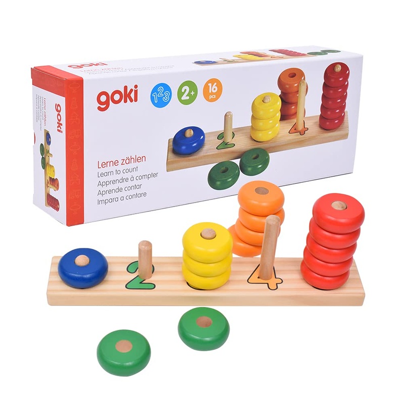 Goki- Puzzles de maderaPuzzles de maderaGOKIAprende a Contar con Anillos, Multicolor, Small (Gollnest & Kiesel 58941.0