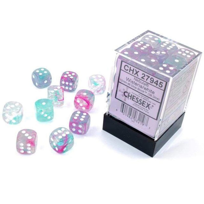 Nebula 12mm d6 Wisteria/white Luminary Dice Block (36 dice