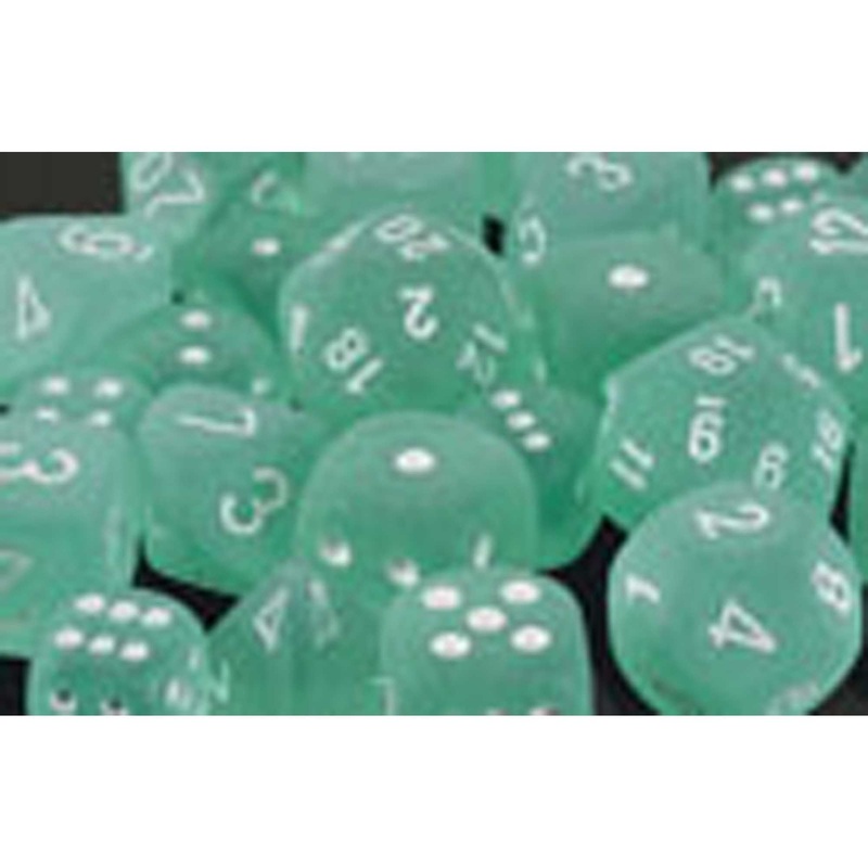 Polyhedral Dice: Frosted - Teal with White (7)