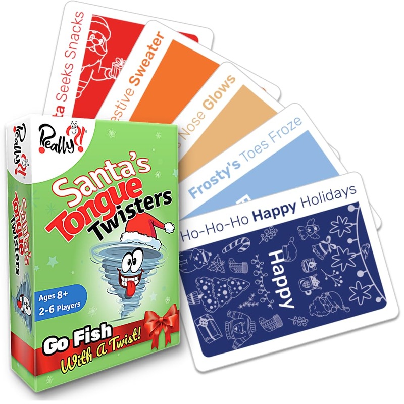 Really?! Santa's Tongue Twisters Kartenspiel, Weihnachtsspiele fr Familien, lustige Strumpffller-Idee, Urlaubsparty-Spiel fr Kinder und Erwachsene, pdagogische Geschenke unter 10 Dollar