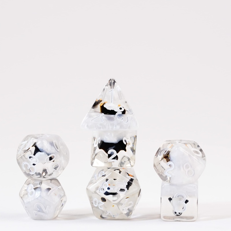 Resin Poly Dice Set: Penguin Dice
