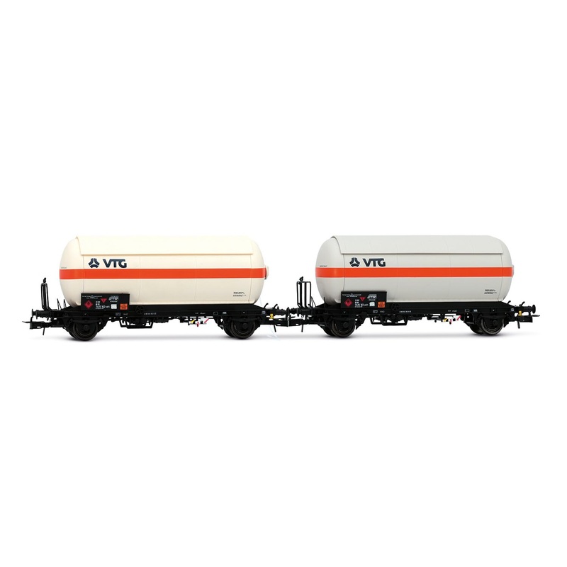 Rivarossi HR6619 DB, 2-teiliges Set 2-Achs-Gastankwagen mit Sonnendach, "VTG", ep.V Rolling Stock - Wagons