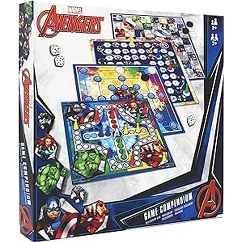 Cartamundi Marvel Games Compendium, Enjoy 35 Games Including Nine Men's Morris, Draughts, Ludo, Ladders Board Game, Great Gift For Ages 5+, Multicolor, 4.9 x 26.9 x 26.9 cm