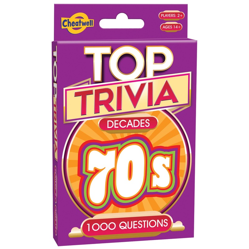 Cheatwell Games Top Trivia 1970's - A Decade of Trivia Travel Pack Card Game - 1000 Quiz Questions - For Ages 14 and up