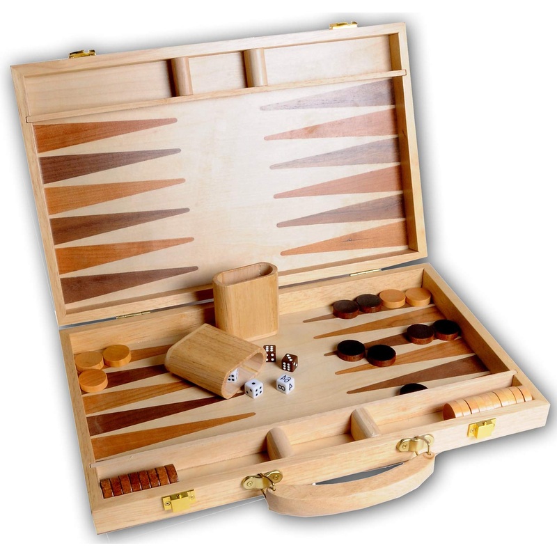Engelhart - 250536 - Inlaid Wooden Game Backgammon Set 15"