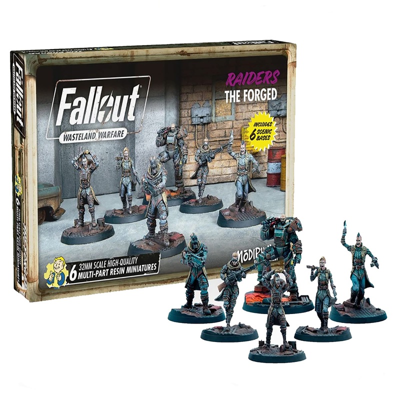Fallout Wasteland Warfare: Raiders - The Forged - 6 Unpainted Resin Miniatures, Includes Scenic Bases, 32MM Scale Figures, Tabletop Roleplaying Game Minifigures