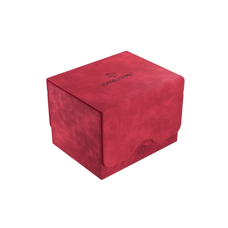 Gamegenic Sidekick 100+ XL Convertible Deck Box | Sideloading Card Storage with Removable Cover Clips Holds 100 Double-Sleeved Cards in Extra Thick Inner Sleeves Red Color Made (GGS20093ML