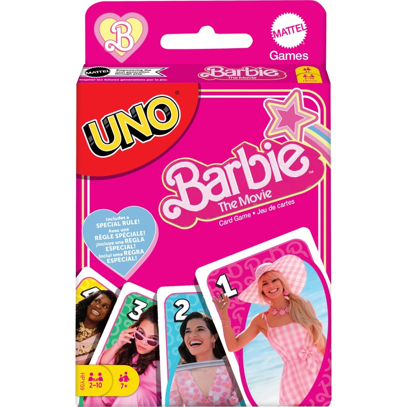 Mattel Games UNO Barbie The Movie - Juego de Cartas Familiar a Partir de +7 aos , Ilustraciones de la pelicula de Barbie (Mattel HPY59