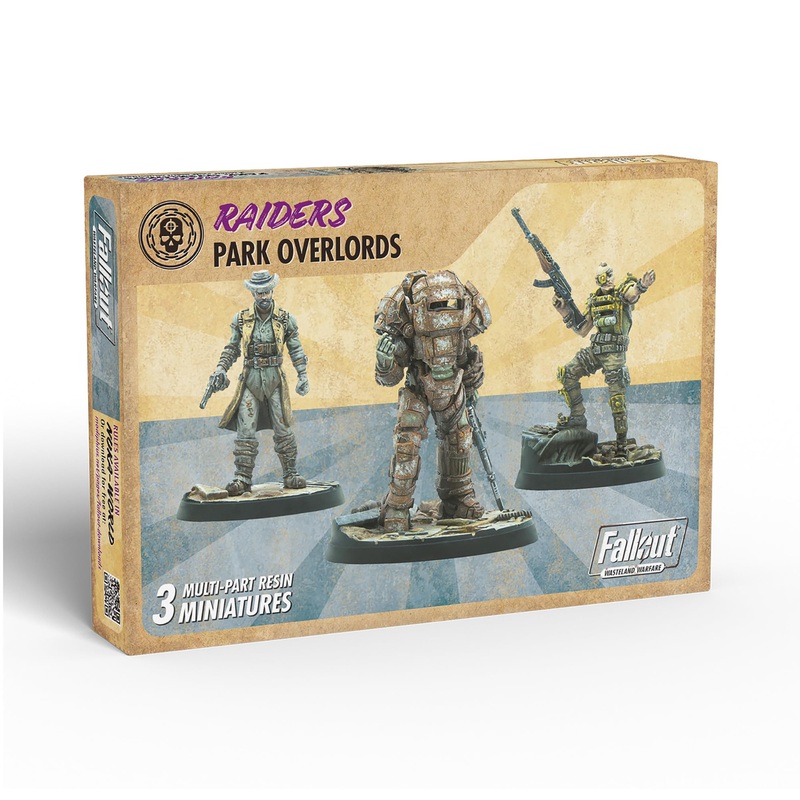 Modiphius: Fallout: Wasteland Warfare - Raiders Overlords - 3 Figures, Nuka World Wave, 32mm Multi-Part Resin Unpainted Miniatures, RPG, Scenic Bases