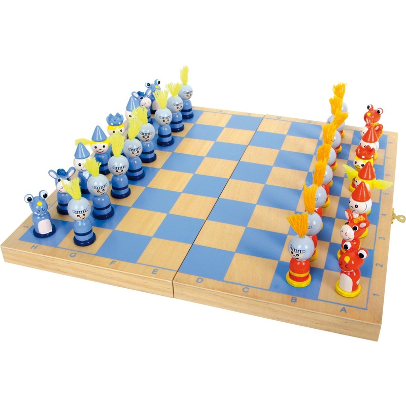 small foot 6084 childrens chess set "Knights Tournament" made of wood, travel game with 32 medival chess pieces made of wood