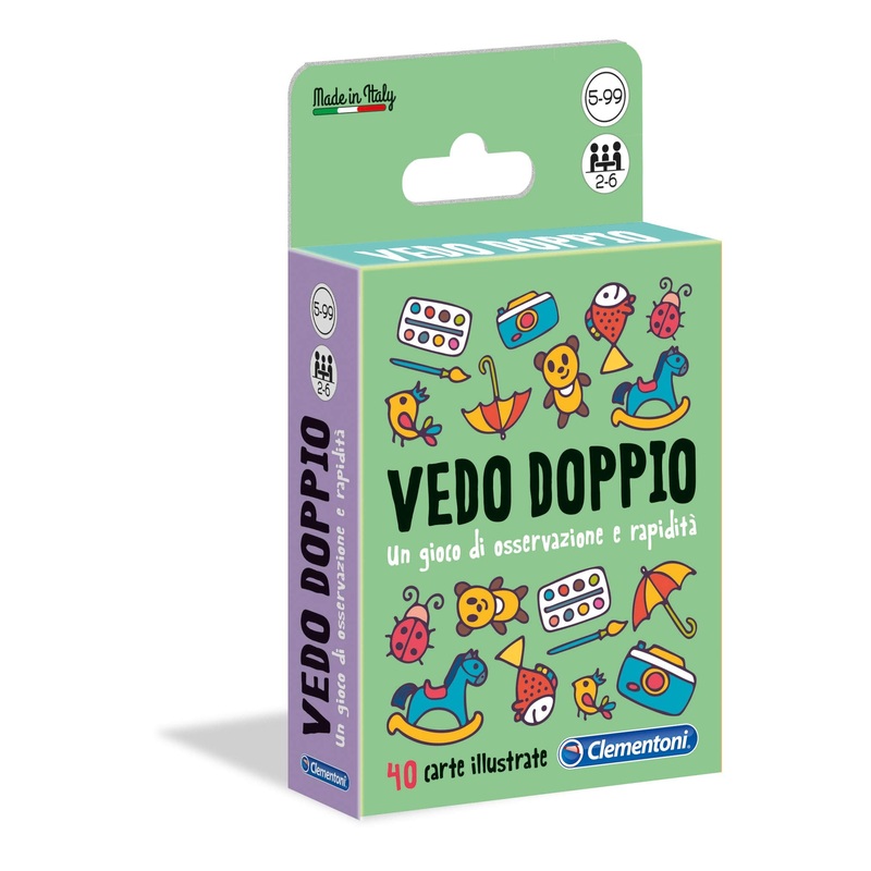 Clementoni, Sapientino Double Vedo Card Game for Children, Italian Version, Multicoloured, 16177