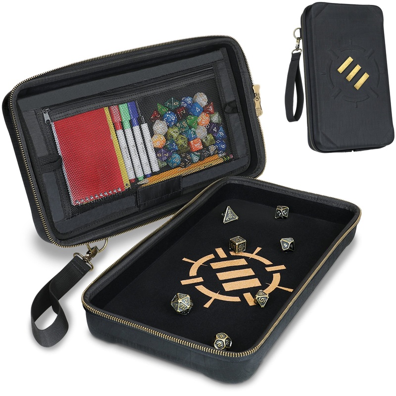 ENHANCE Tabletop Community DnD Dice Case and Dice Rolling Tray - Dice Holder and Storage for up to 500 RPG Dice with Rugged Protective Design, Soft Interior, and Organizer Pockets (500 Dice Capacity