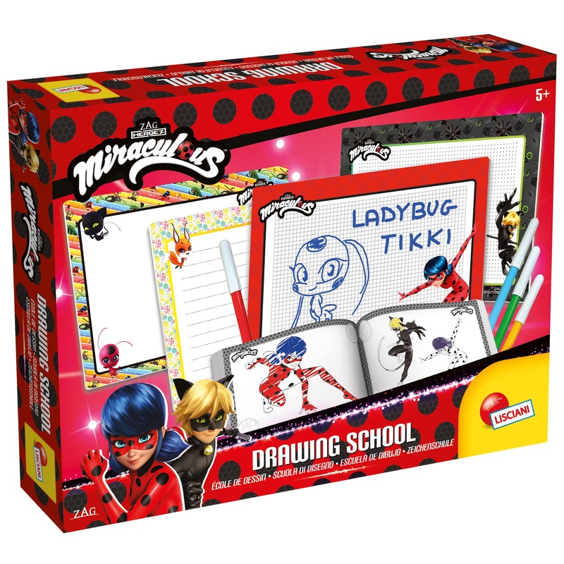 Lisciani - MIRACULOUS - Lady Bug Zeichenkit - Kreative Bastelsets fr Kinder ab 5 Jahren - 4 Abwischbare Tafeln + 4 Marker + Zeichenbuch zum Zeichnenlernen - Hergestellt in Italien