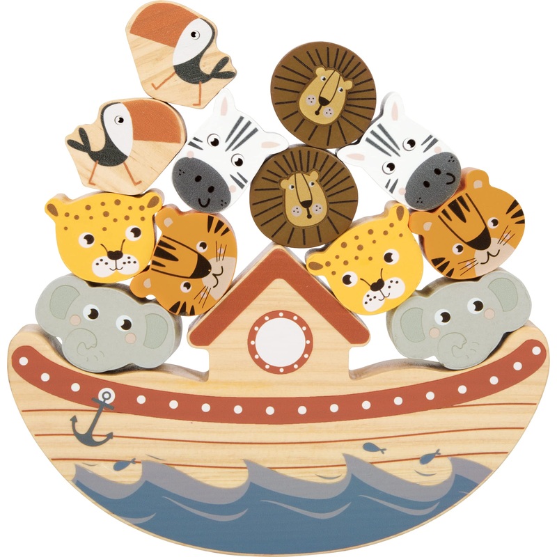 Small Foot Balancing Ark Safari motor skills game for Children, made of wood, including dice, from 3 years, 12229 Tiere Toys, multicolored