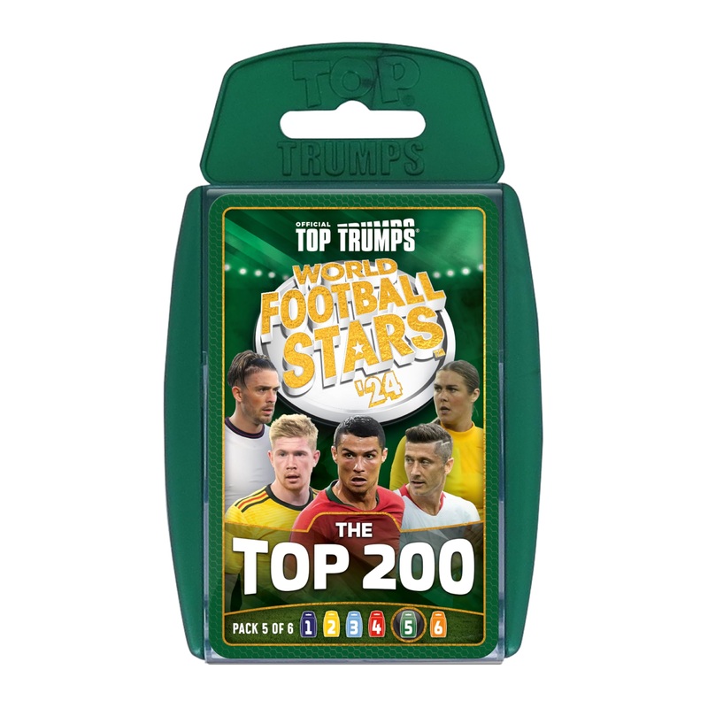 Top Trumps World Football Stars Top 200 Card Game Pack 5, Play with Ronaldo, Kevin De Bruyne, Putellas and Paredes, educational gift for ages 6 plus