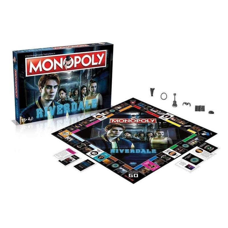 Winning Moves Riverdale Monopoly Board Game, Join Veronica, Archie, Jughead, Betty, Cheryl and Pop, advance to Sunnyside Trailer Park, Sweetwater River and The Pembrooke, for players aged 8 plus