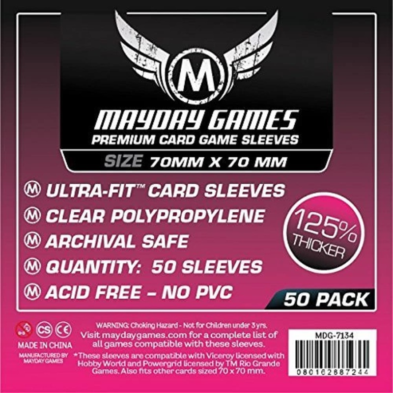 50 Mayday 70 x 70 Small Square Premium Card Sleeves Board Game
