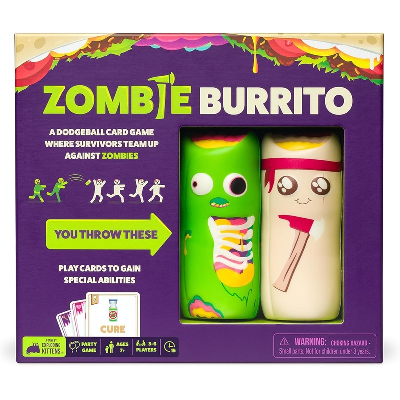 Exploding Kittens Zombie Burrito by An Epic Card & Board Game Battle for Survivors vs Zombies - Fast-Paced, Dodgeball Party Game for Adults, Teens, Kids Ages 7+ - 2-6 Players
