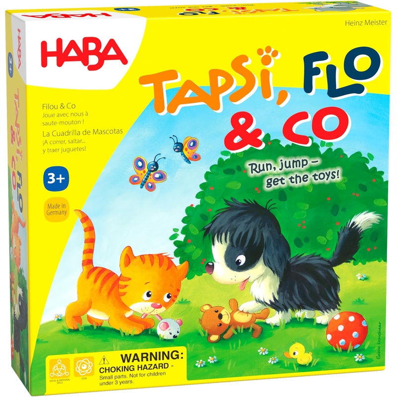 HABA 307025 Tapsi, Flo and Co- A Wildly Exciting Coloured Dice Game, with Lovingly Designed Wooden Game Material- 2-4 players, Ages 3 and Up (Made in Germany