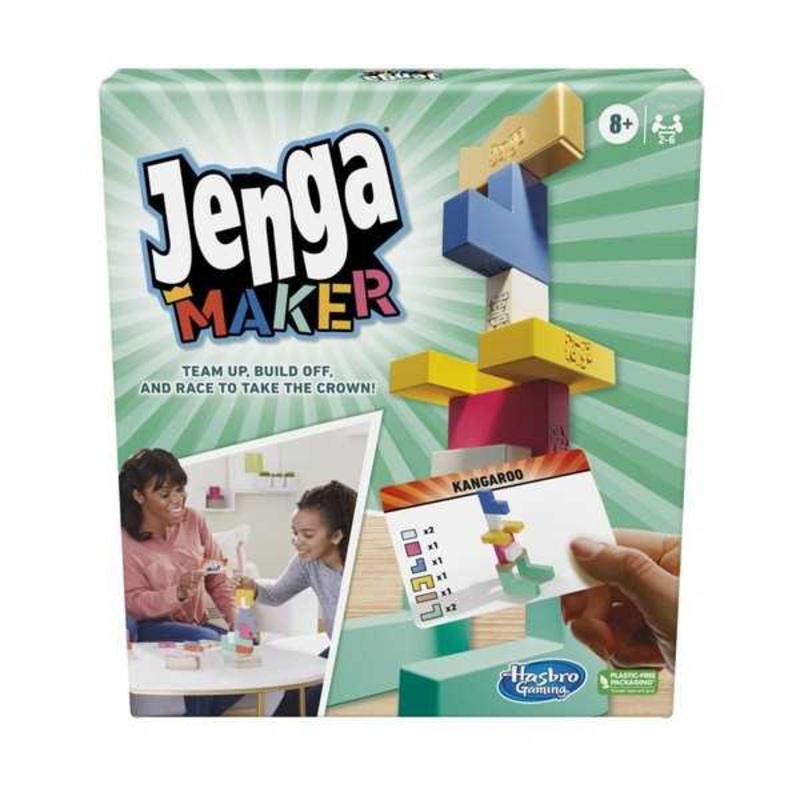 Monopoly Jenga Maker, Wooden Blocks, Stacking Tower Game, Game for Kids Ages 8 and Up, Game for 2-6 Players, Multicolor