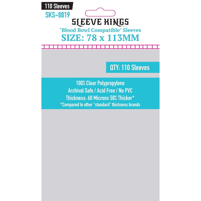 Sleeve Kings Fundas para juegos de mesa compatibles con Blood Bowl (78 mm x 113 mm) (110 fundas por paquete