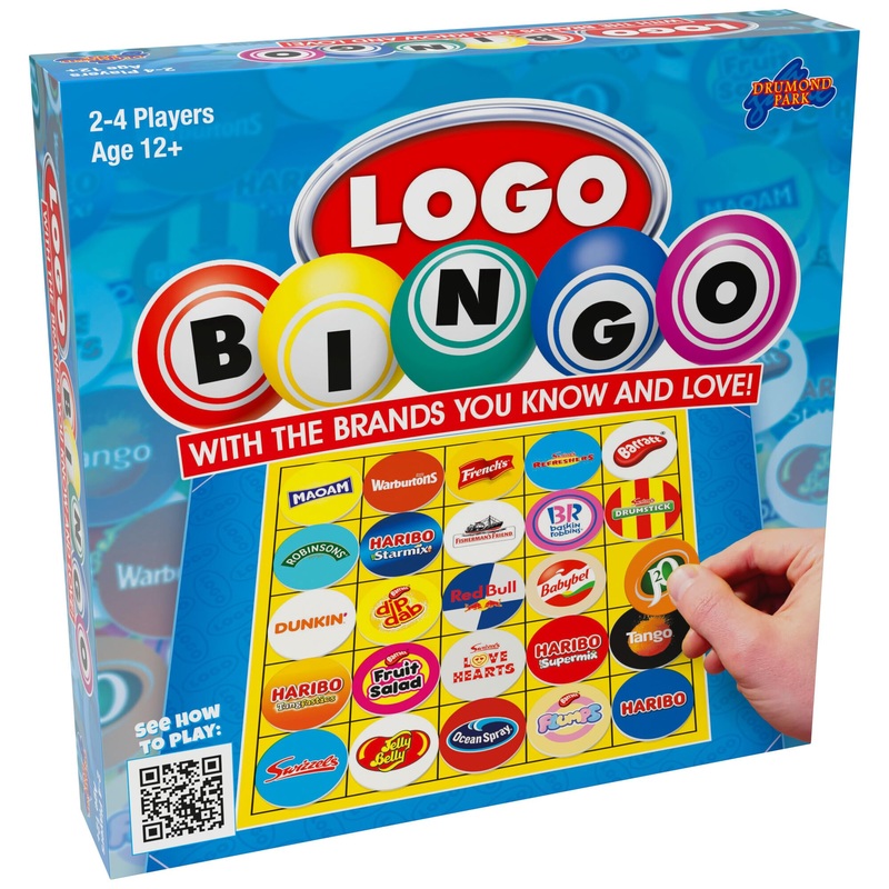 Drumond Park Juego de bingo con logotipo, el clsico juego de logotipo de marcas que conoces y amas en formato de bingo, juegos familiares de 2 a 4 jugadores para nios y adultos, adecuado para