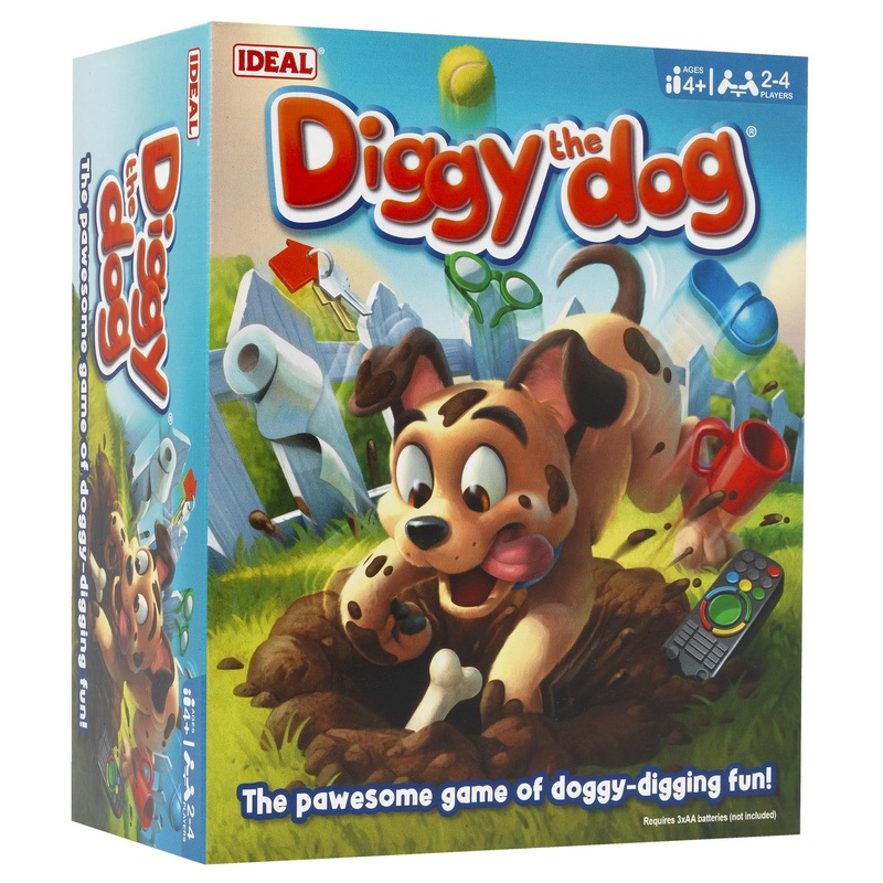 IDEAL | Diggy The Dog: Hide your treasure from the pup but be careful he might dig it up! | Kids Games | 2-4 Players | Ages 4+
