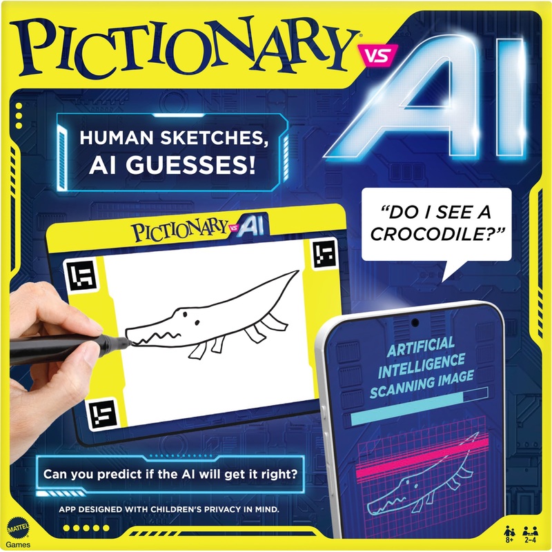 Mattel Games Pictionary VS AI, Family Board Game for Kids and Adults, Engaging Gift for Kids, Drawing Game with Artificial Intelligence for 2 to 4 Teams with Multiple Players, Ages 8 and Up, HYB09