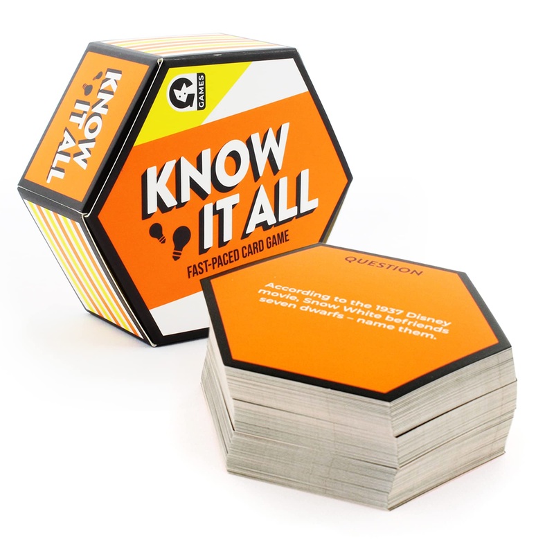 Ginger Fox - Know It All Fast-Paced Card Game. Games for Adults and Kids Ages 8 and Over. Use Your Wit and Speed to Correctly Answer Trivia Cards. Fun Family Games for Game Nights, Parties and More