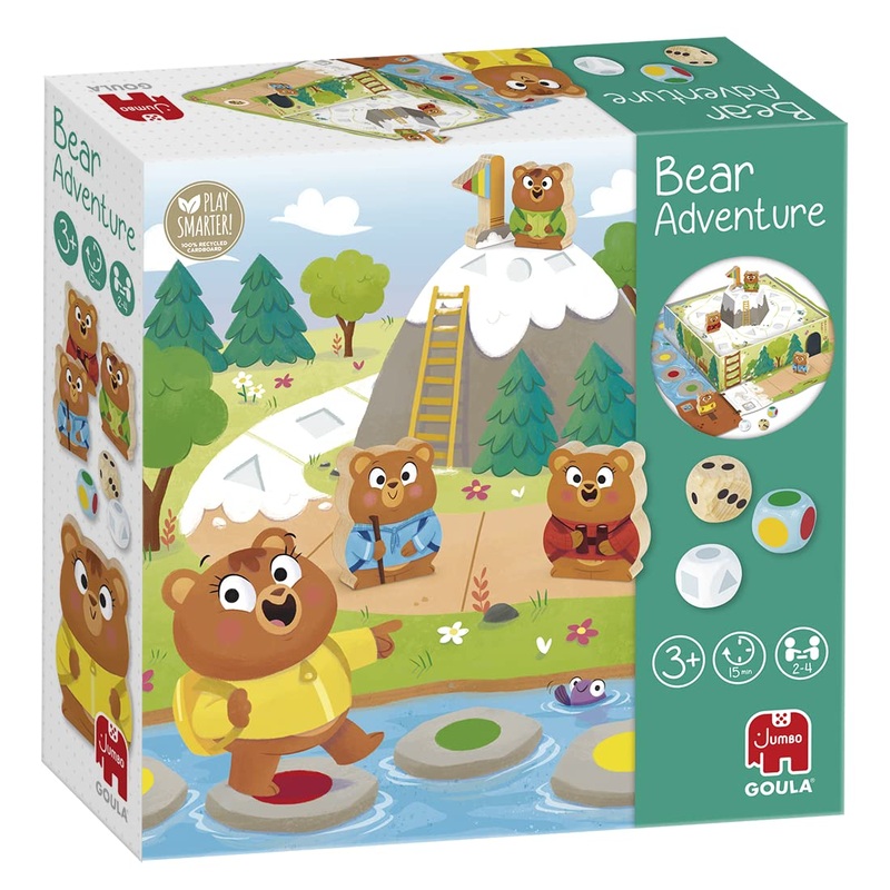 Goula Bear Adventure - Kids Board Games, Capture the Flag Game - Reach the Mountain & Develop Early Learning Skills - Fun Puzzle Board Games for Children - For 2 to 4 Players, Ages 3 Years Plus
