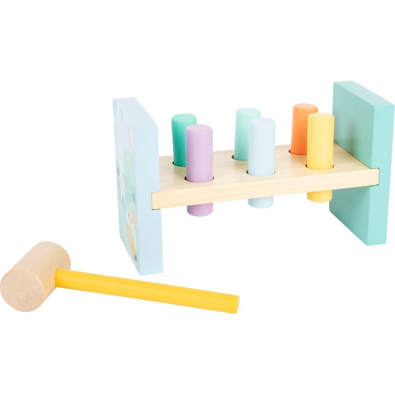 Small Foot 11723 Wooden Knocking Bench in Trendy Pastel Colours to Promote Fine Motor Skills from 18 Months Toys, Multicolored