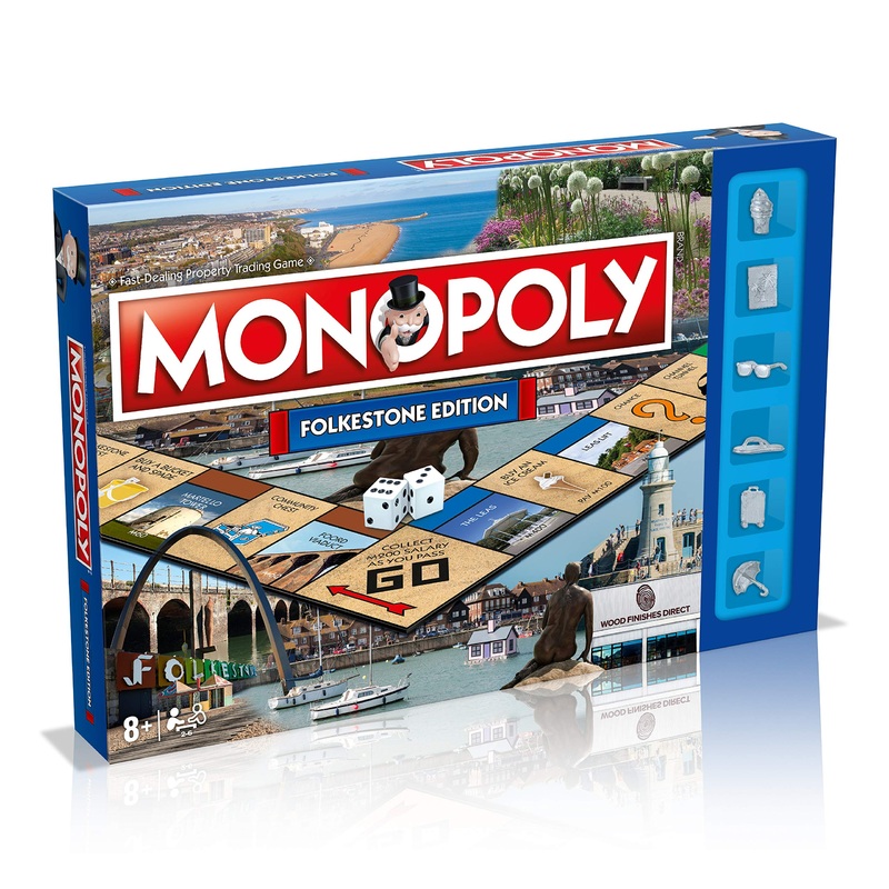 Winning Moves Folkestone Regional Monopoly Board Game, Advance to The Leas, Folkestone Museum or Folkestone Invicta FC and trade your way to success, 26 players makes a great gift for ages 8 plus