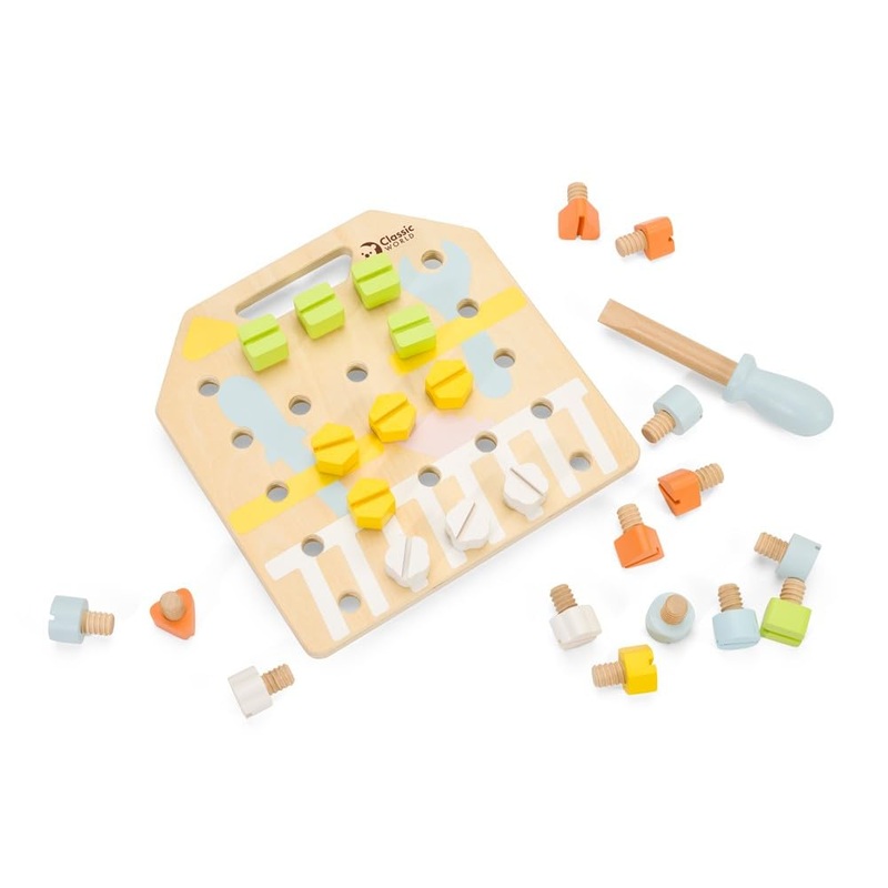 Classic World - Screw Board - Educational Learning Toys - Busy Board for Kids - Early Development & Activity Toys - Pedagogical Skill Toy - Suitable for 3+ Years Old