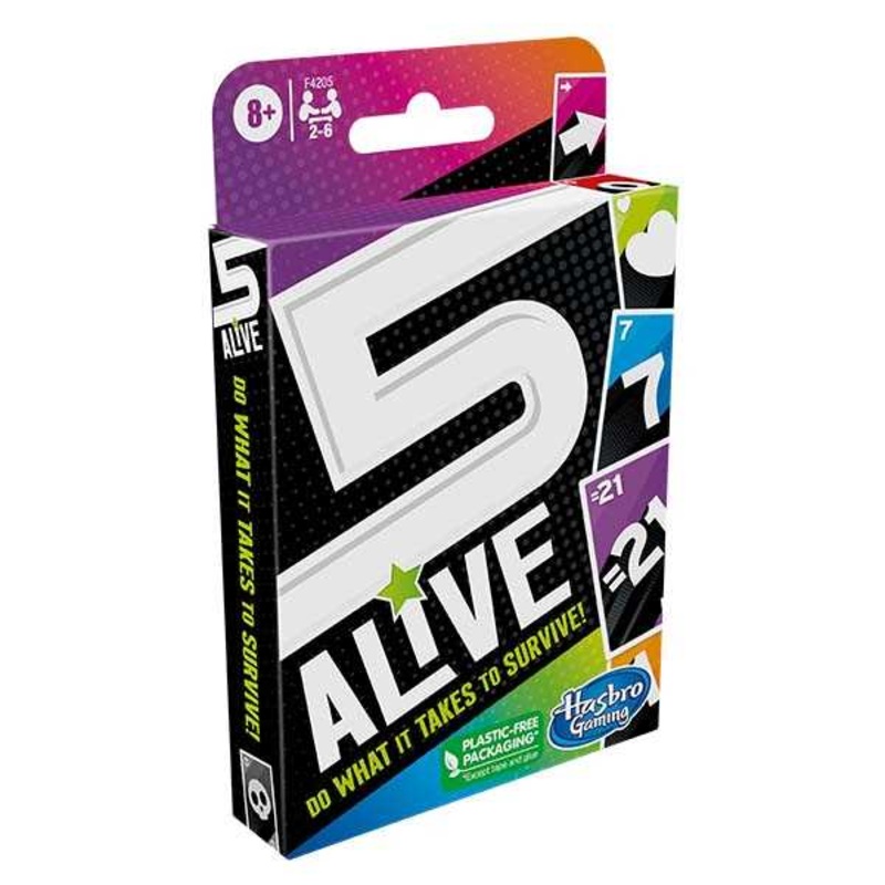 Hasbro Gaming 5 Alive, Fast-Paced Game Kids And Families, Family Quick Card Games 2 To 6 Players, Multicolor