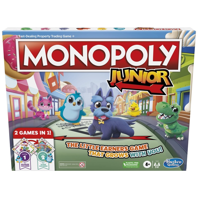 Hasbro Gaming Monopoly Junior, juego de mesa familiar para nios de ms de 4 aos, juegos de estrategia para 2-6 jugadores