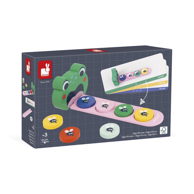 Janod Pdagogie Range Algorithms-Learn Colours and Sequences-Childrens Educational Toy-Frog Game-36 Months +, J05088, Multicolor