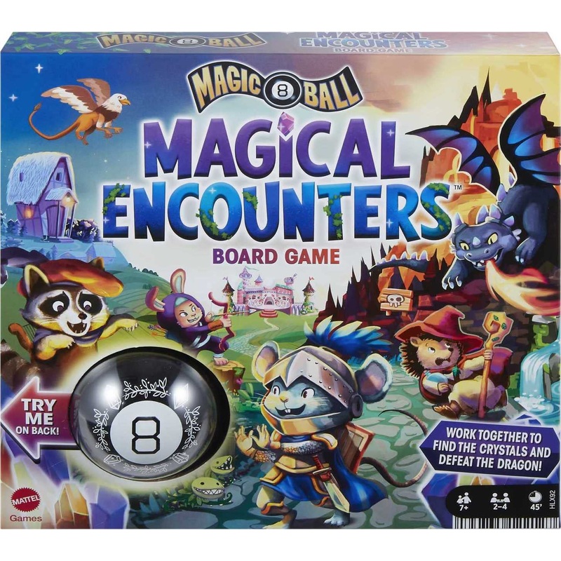 Mattel Games Magic 8 Ball Board Games, Magical Encounter Cooperative Board Game with Magic 8 Ball, Original for 2-4 Players, Family Game Night, HLX92