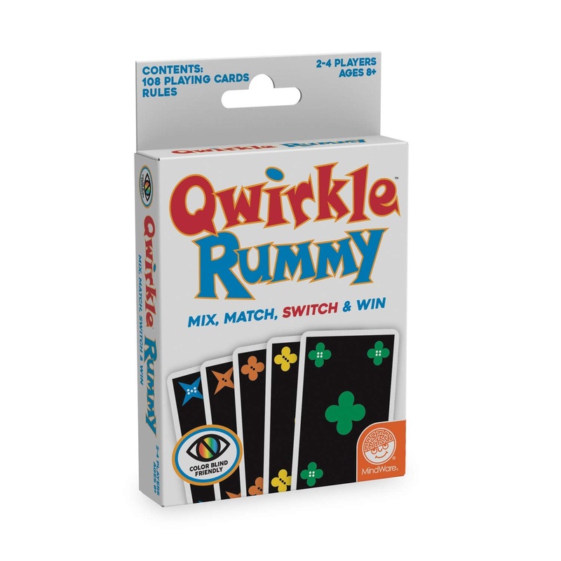 Mindware Qwirkle Rummy (respetuoso con los colores) | Juego de cartas familiar | A partir de 8 aos | 2-4 jugadores | 20 minutos de tiempo de juego