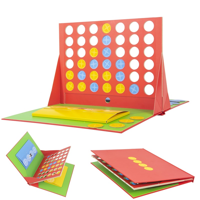 Pop-Up Games 4 in a Row - Unique Folding Design of Classic Connect 4 Game - Pop up Row of 4 Strategy Board Game for Kids/Children/Adults