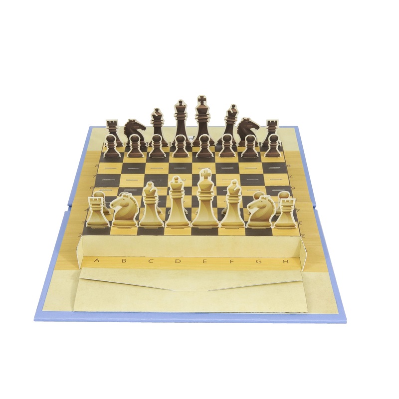 Pop-Up Games Pocket Pop-Up Chess Set - Unique Foldable Design Travel Chess Piece Set - Traditional Strategy Board Game for Kids/Children/Adults