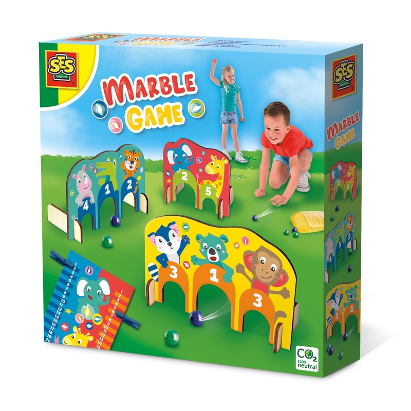 SES Creative- Juego de canicas - Arcos de Madera, Color Blanco. (02301
