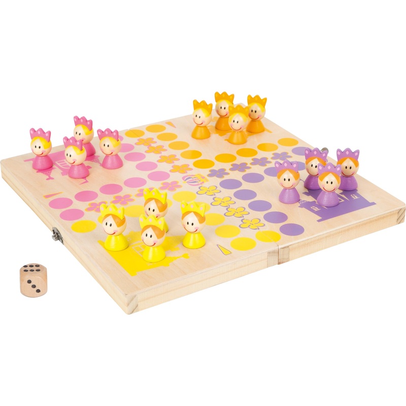 Small Foot 11105 Ludo Princesses, made of FSC 100% certified wood, with practical transport box for on The go Toy, multicolour