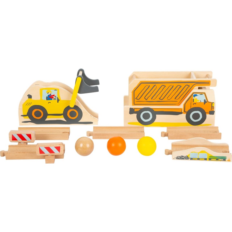 small foot 11382 Construction Site Run Made of Wood w/Expandable Elements, incl. Marbles, for Kids Aged 18+ mths. Toys, Large