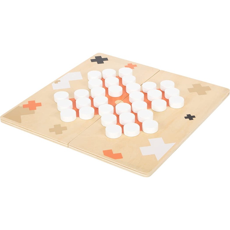 small foot 12220 Wooden Nine Men's Morris and Solitaire "Gold Edition", modern colours, two board games, ages 6+ years