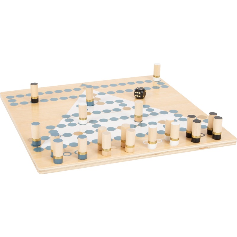 small foot 12223 Malefiz and Halma "Gold Edition", wooden parlour game for the whole family, for ages 6 years and up
