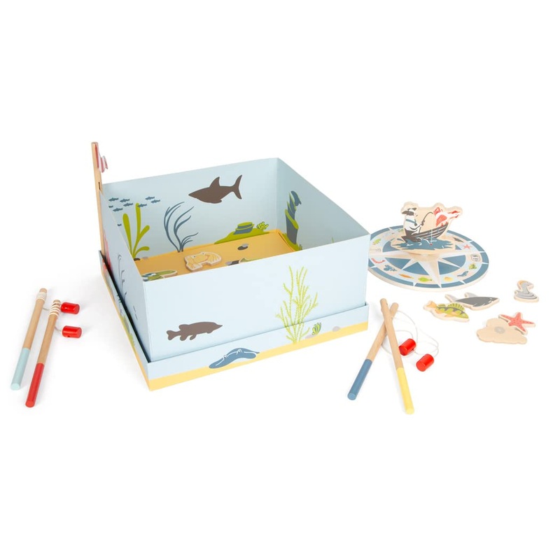 small foot Fishing Game "4 Friends" made of wood, in colourful design, incl. diverse accessories; Prod. No. 12285
