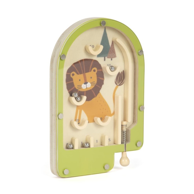 small foot Mini Flipper Lwe aus Holz, Pinball-Spiel, Geschicklichkeitsspiel, fr Kinder ab 3 Jahren, 12607, Bunt
