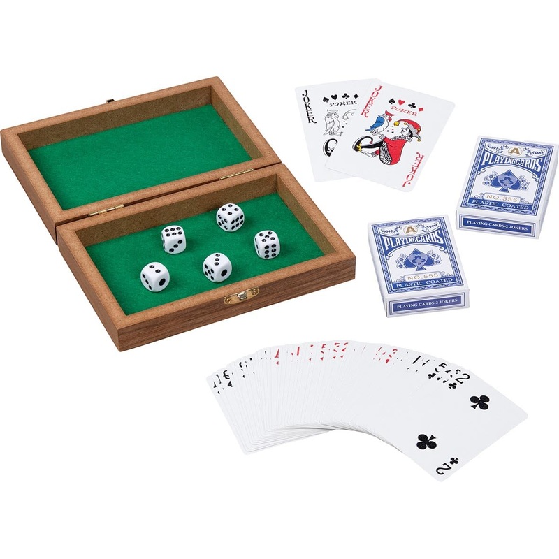 Spielkartenbox mit 5 Wrfel und 2 Kartendecks  54 Karten