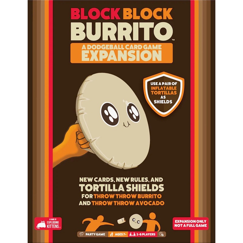 Exploding Kittens Presents Block Block Burrito - Expansion to Throw Throw Burrito & Throw Throw Avocado - Card Games for Adults, Kids & Teens, A Dodgeball Card Game Expansion - Ages 7 and Up